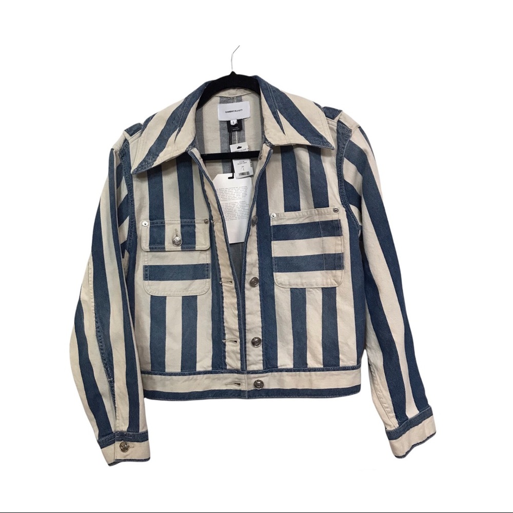 Current/Elliott Striped Denim Jean Jacket Size 1
